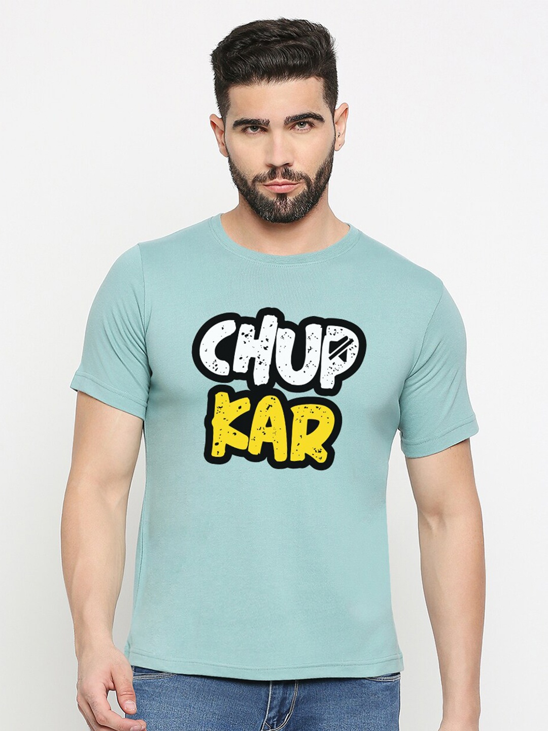 MOD ECRU Unisex Typography Printed Cotton T-shirt, Green