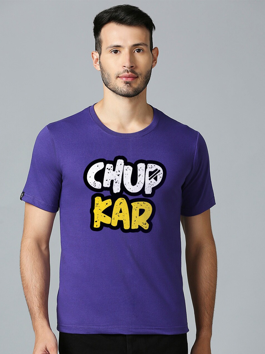 

MOD ECRU Typography Printed Cotton T-shirt, Purple