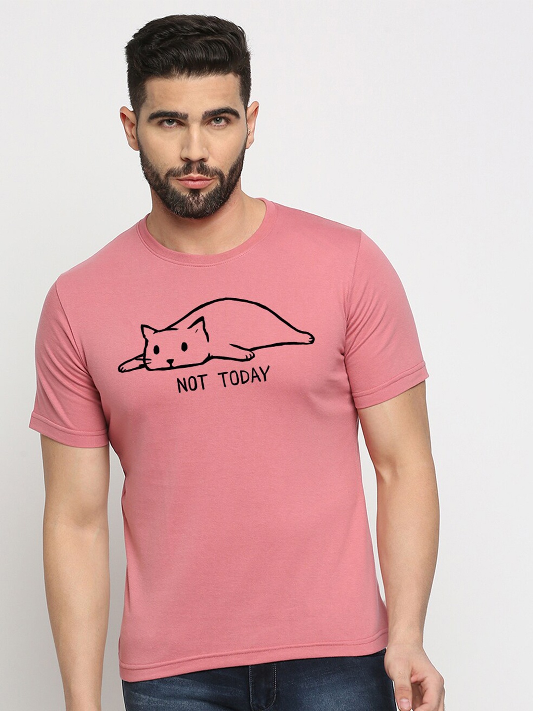 

MOD ECRU Unisex Graphic Printed Cotton T-shirt, Pink