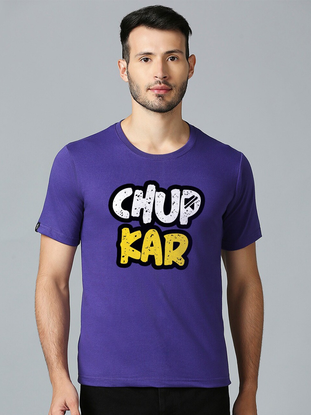 

MOD ECRU Unisex Typography Printed Round Neck Cotton Regular Fit T-shirt, Purple