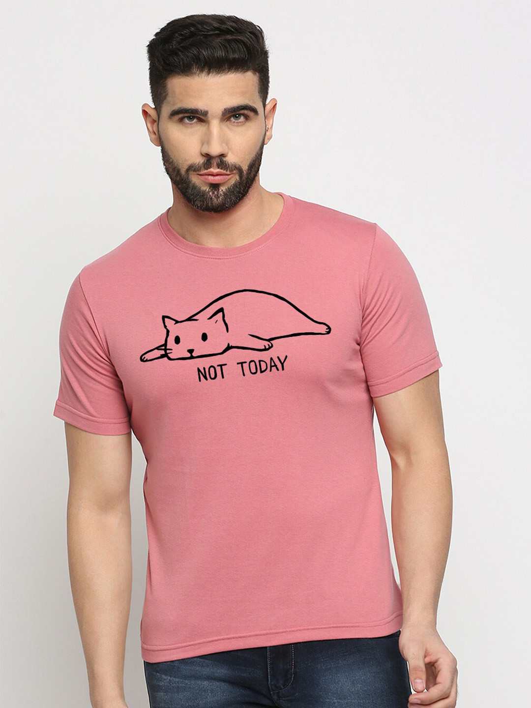 

MOD ECRU Unisex Graphic Printed Cotton T-shirt, Pink