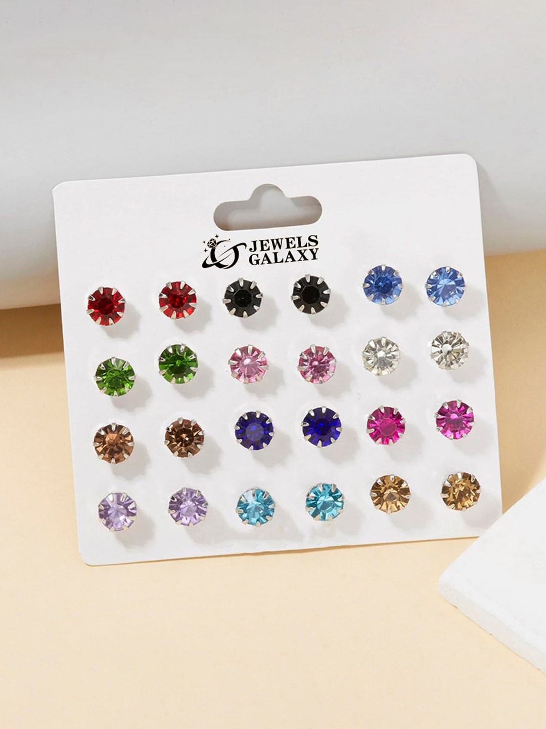 

Jewels Galaxy Set Of 12 Silver Plated Contemporary Studs, Red