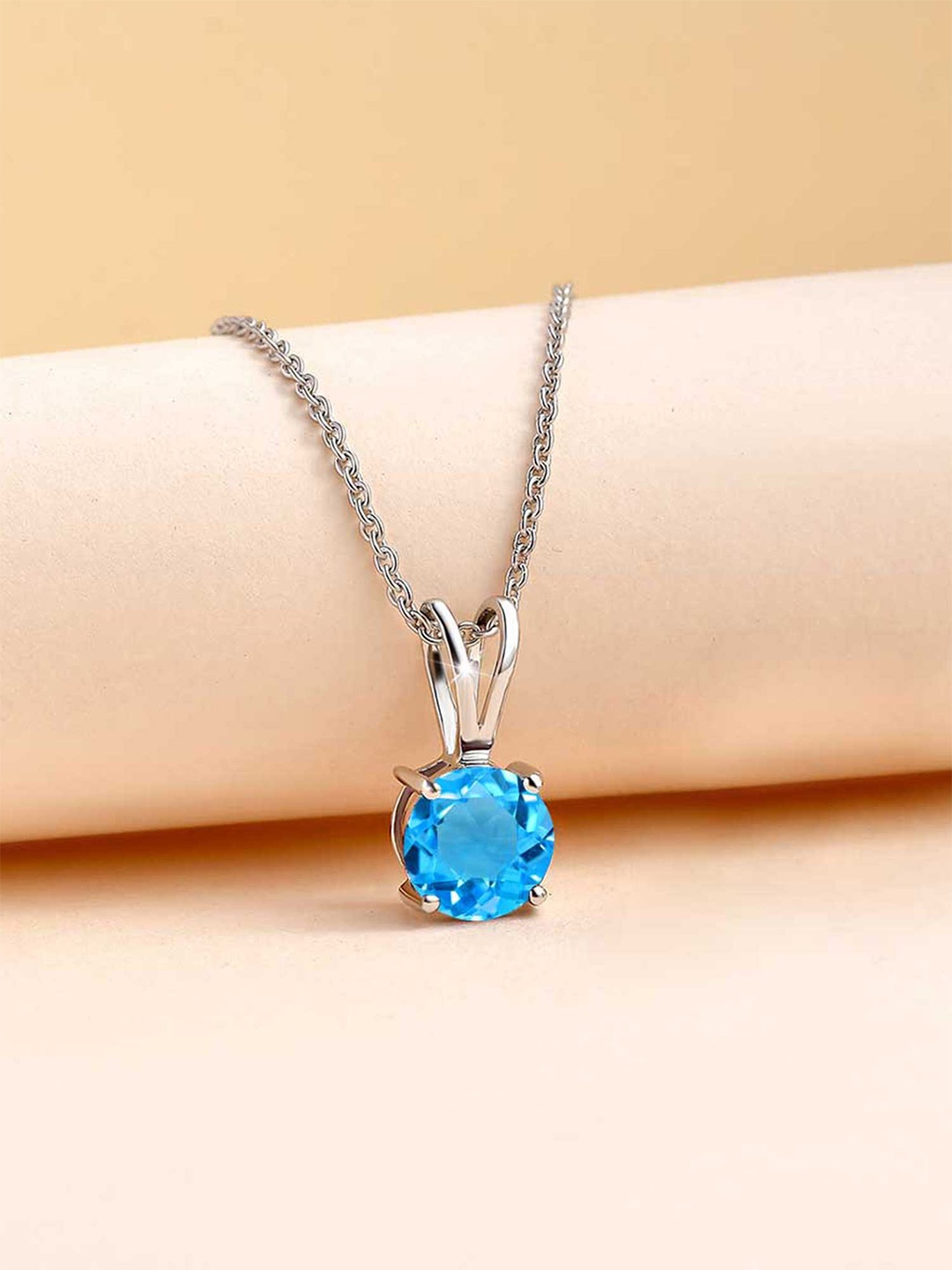 

Ornate Jewels 925 Sterling Silver Topaz Solitaire Pendant with Chain