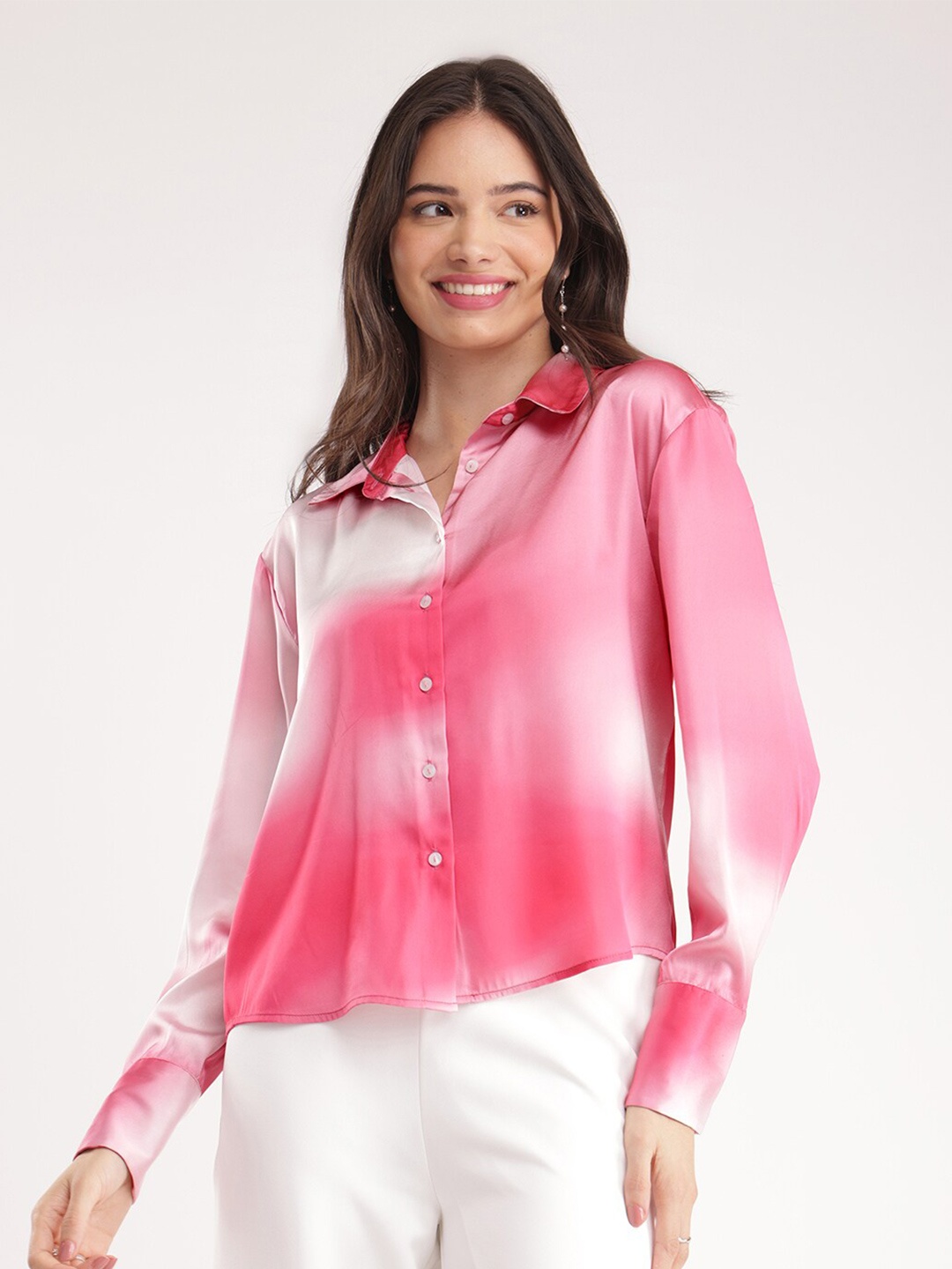 

FableStreet Satin Ombre Shirt, Pink