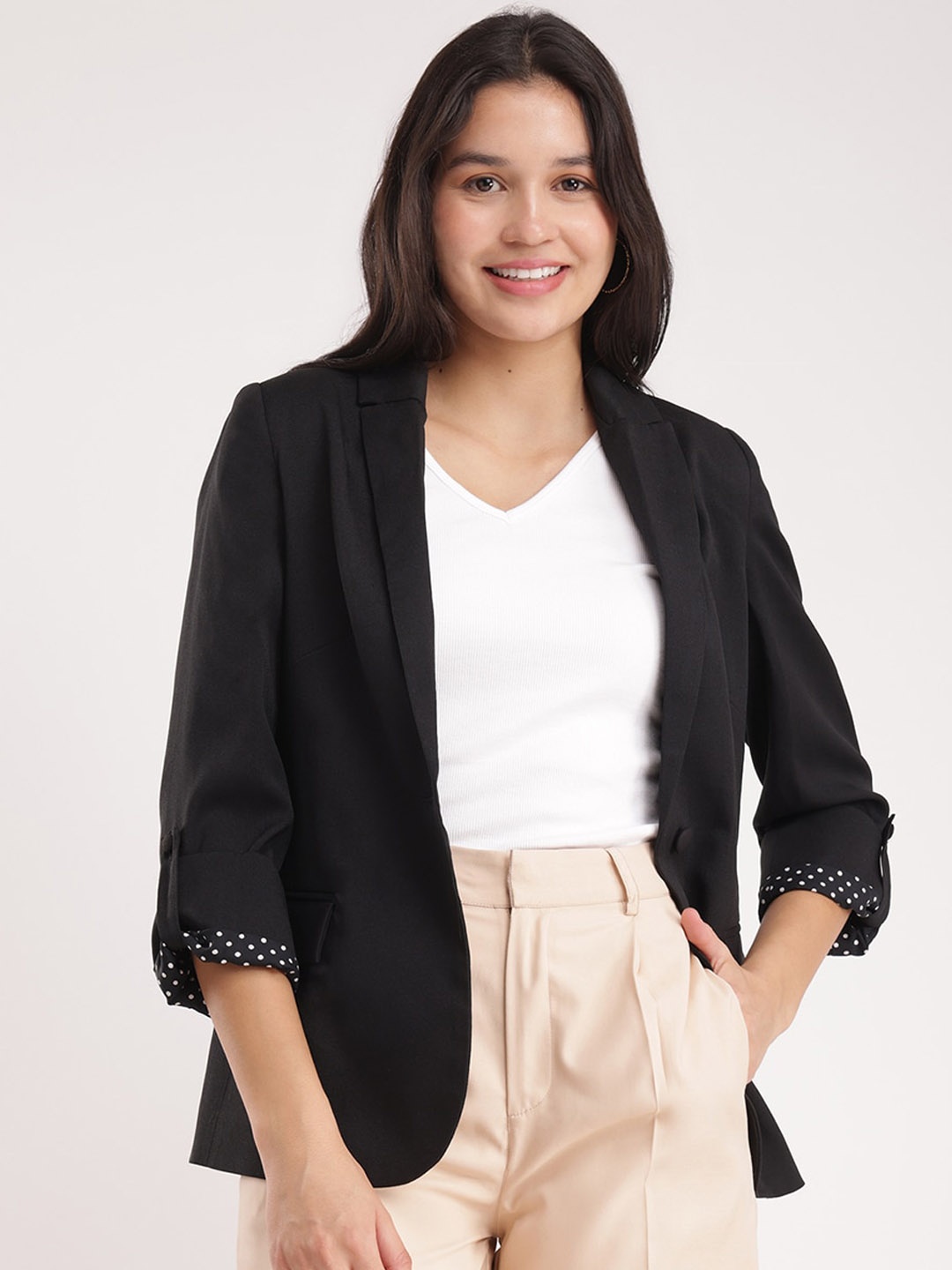 

FableStreet Shawl Collar Single-Breasted Blazer, Black