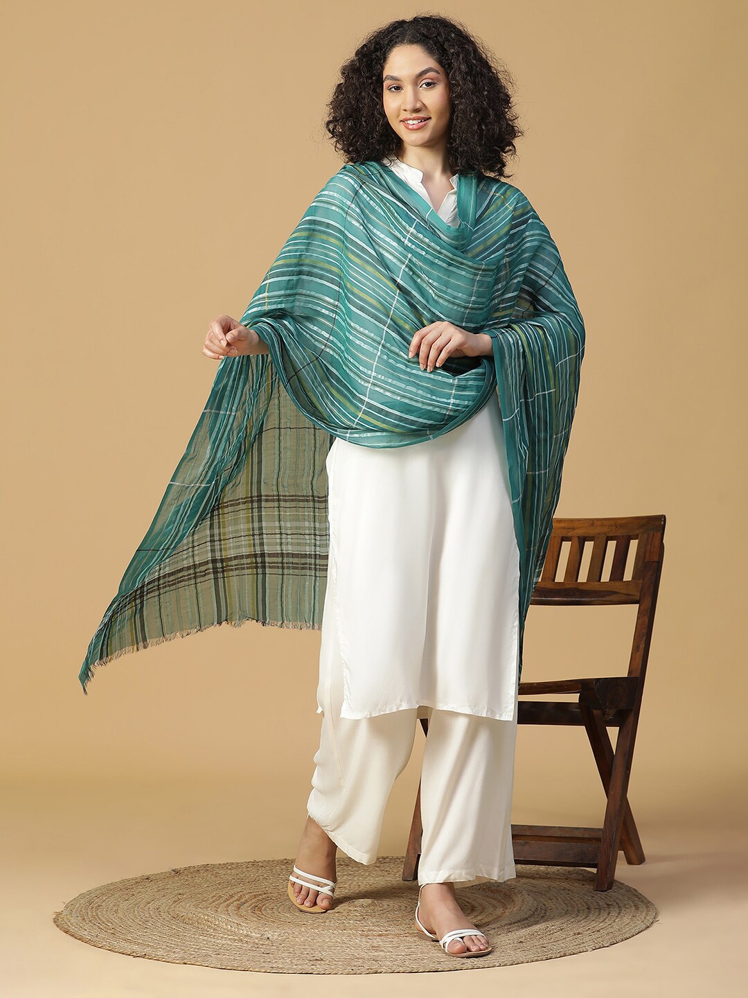 

SHINGORA Woven Design Dupatta, Blue