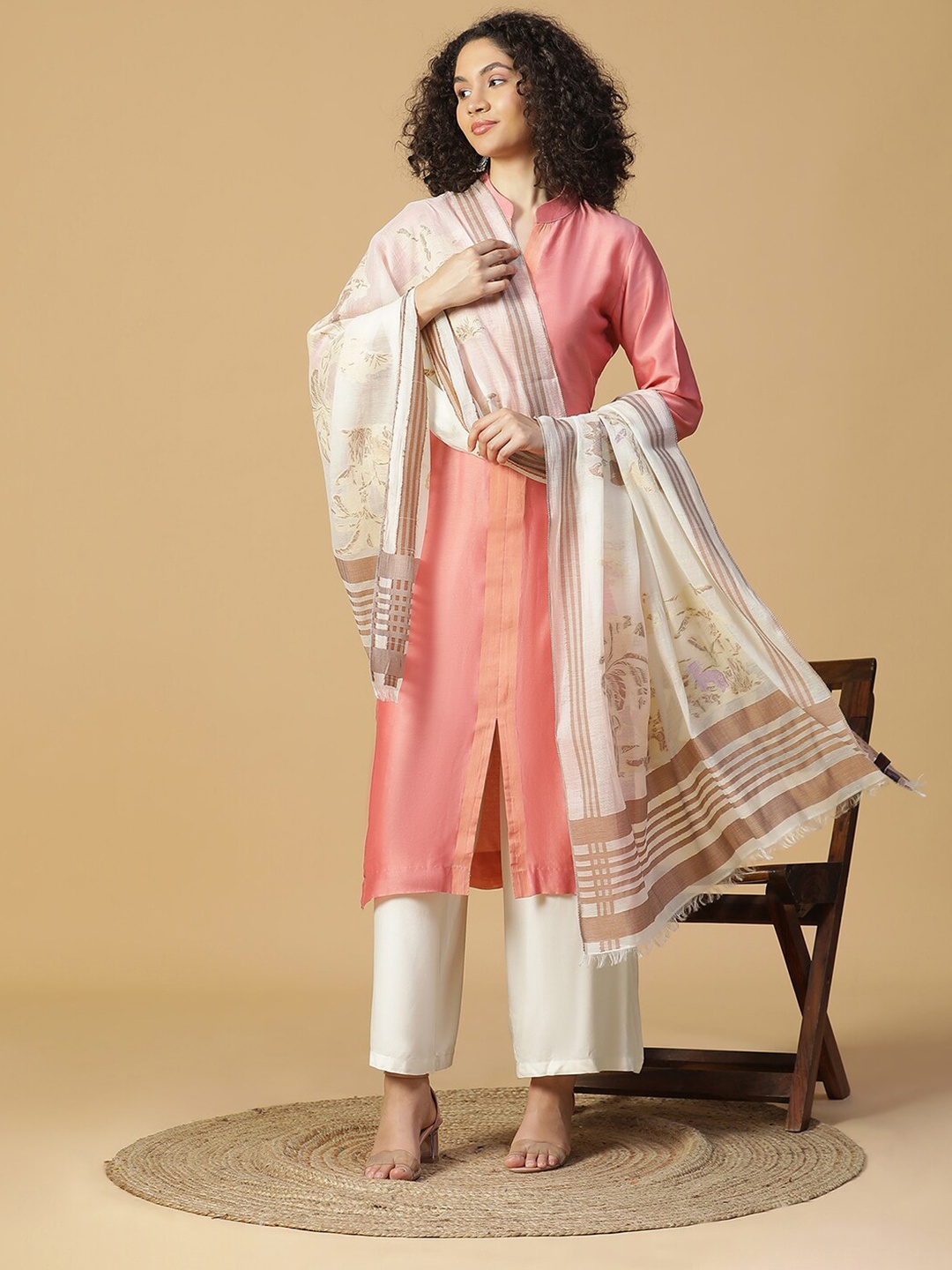

SHINGORA Woven Design Dupatta, Off white