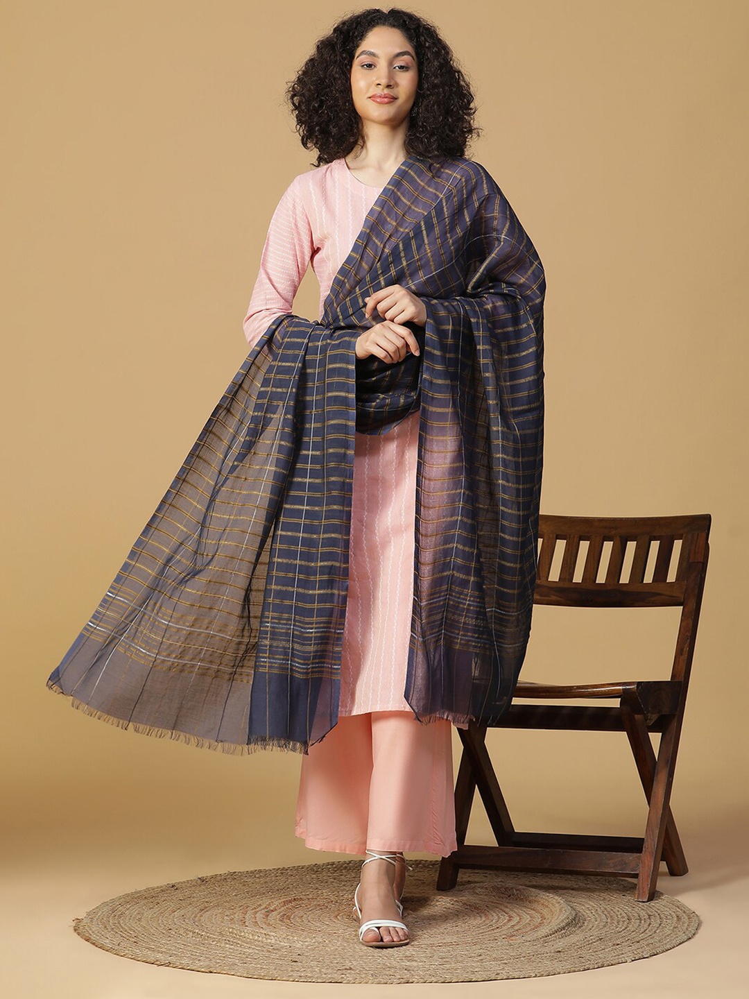 

SHINGORA Woven Design Dupatta, Blue