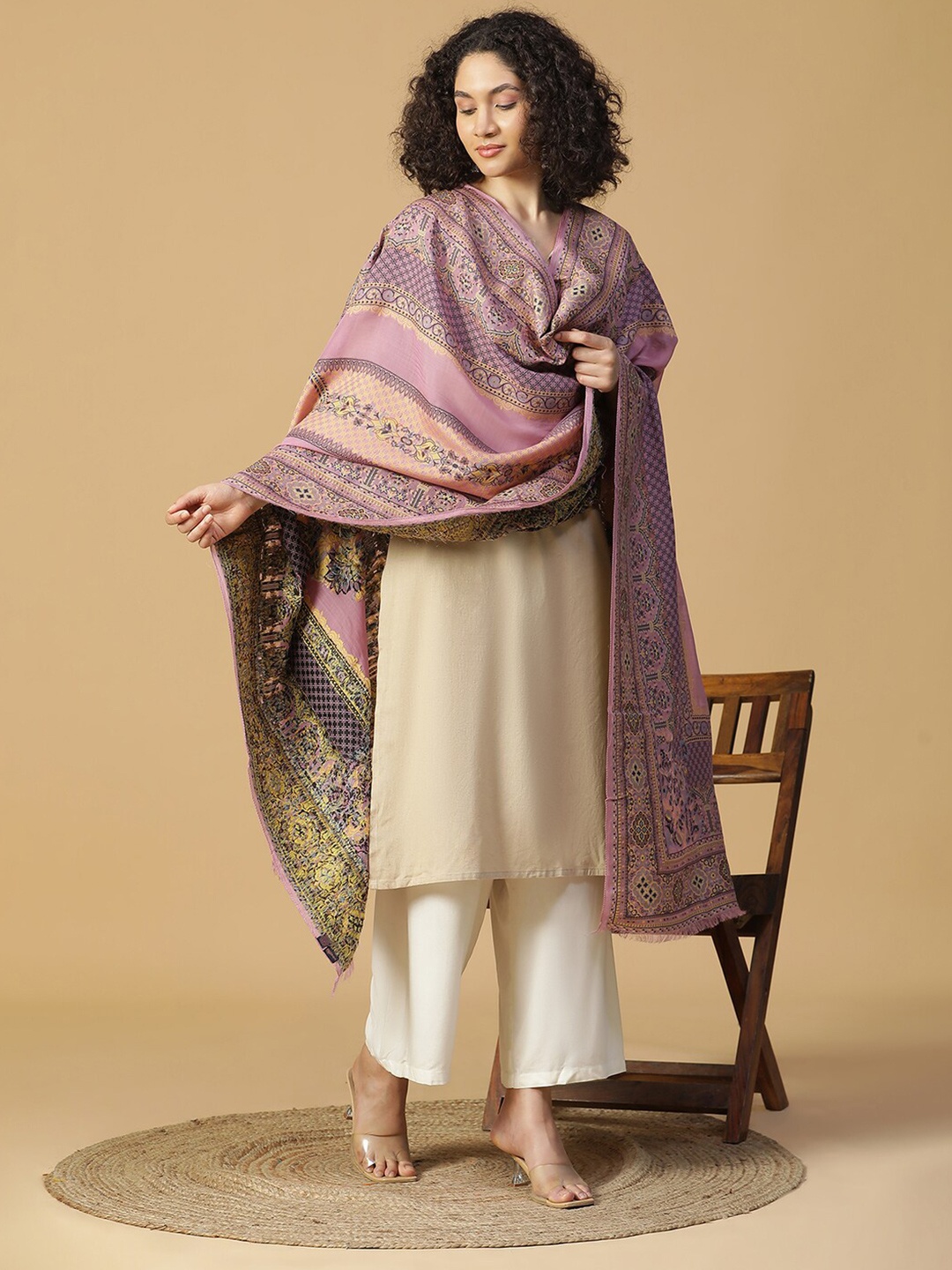 

SHINGORA Ethnic Motifs Woven Design Dupatta, Mauve