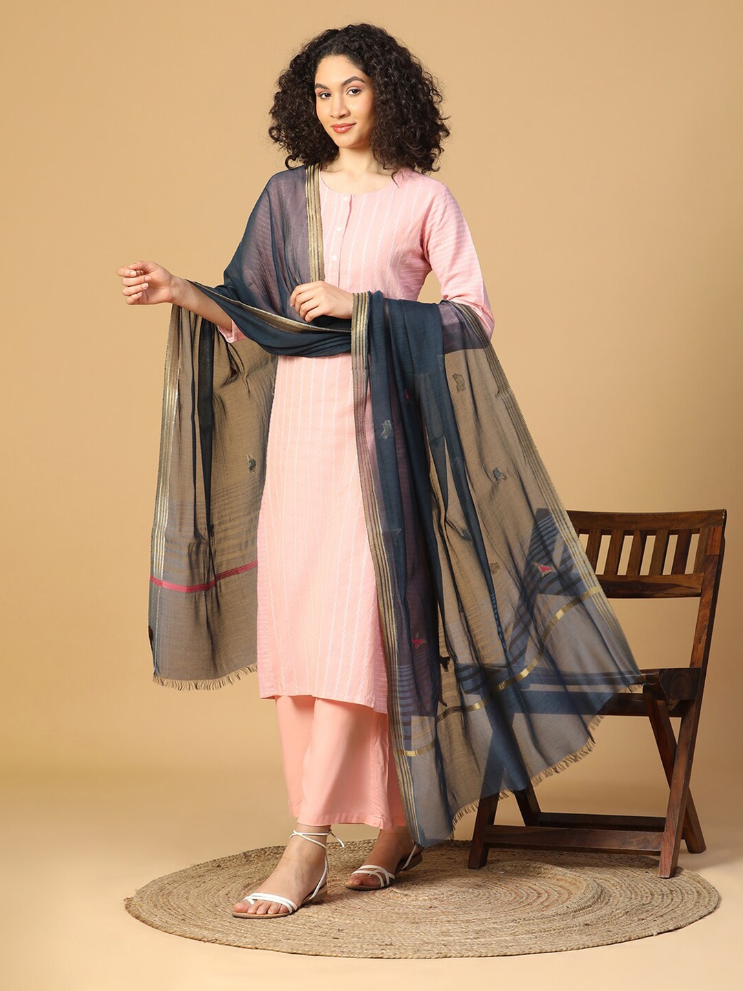 

SHINGORA Woven Design Dupatta, Blue