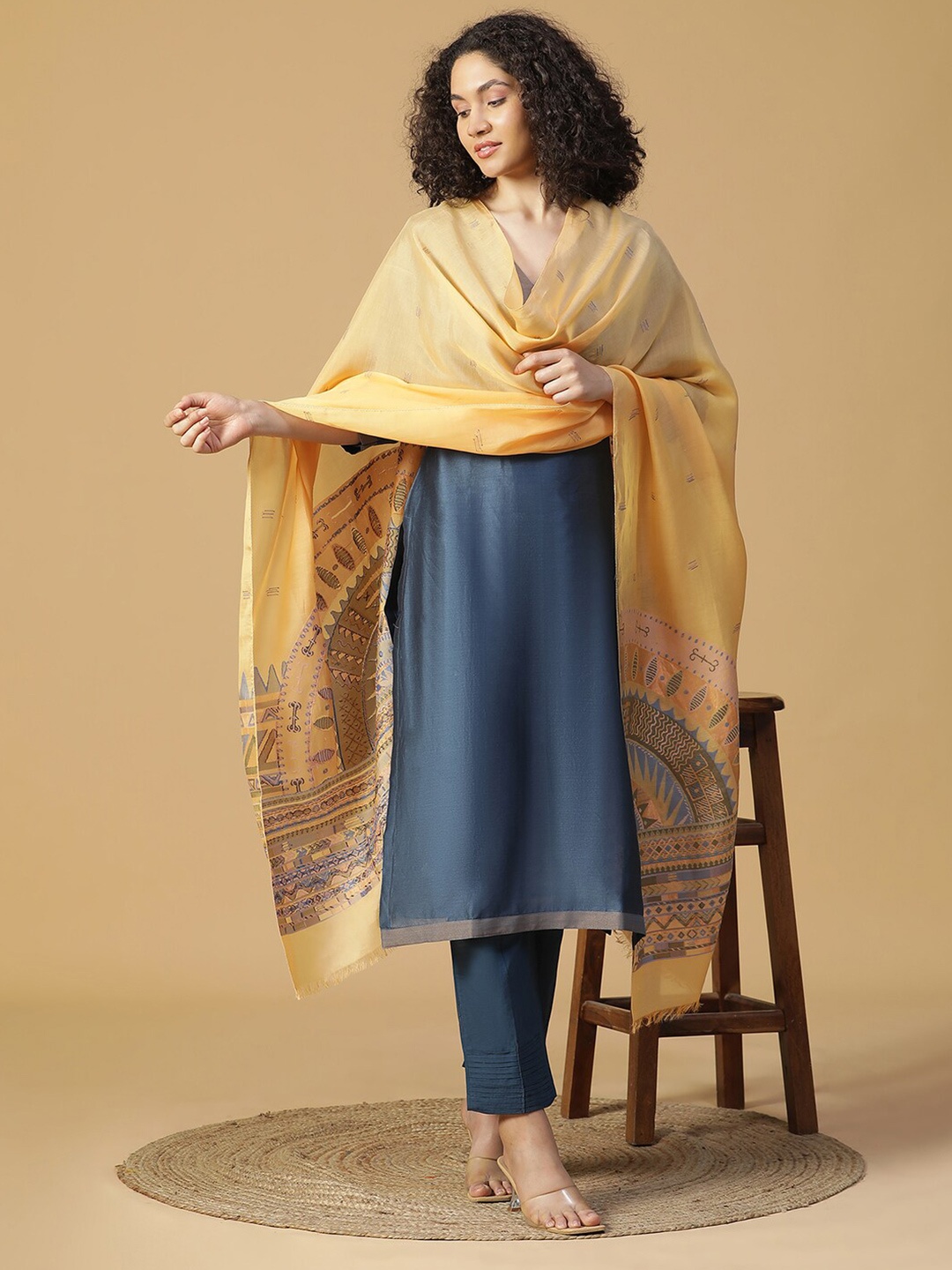 

SHINGORA Ethnic Motifs Woven Design Dupatta, Mustard