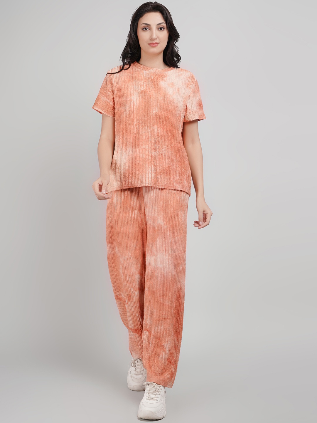 

Lugo Tie And Dye Round Neck Night suit, Orange