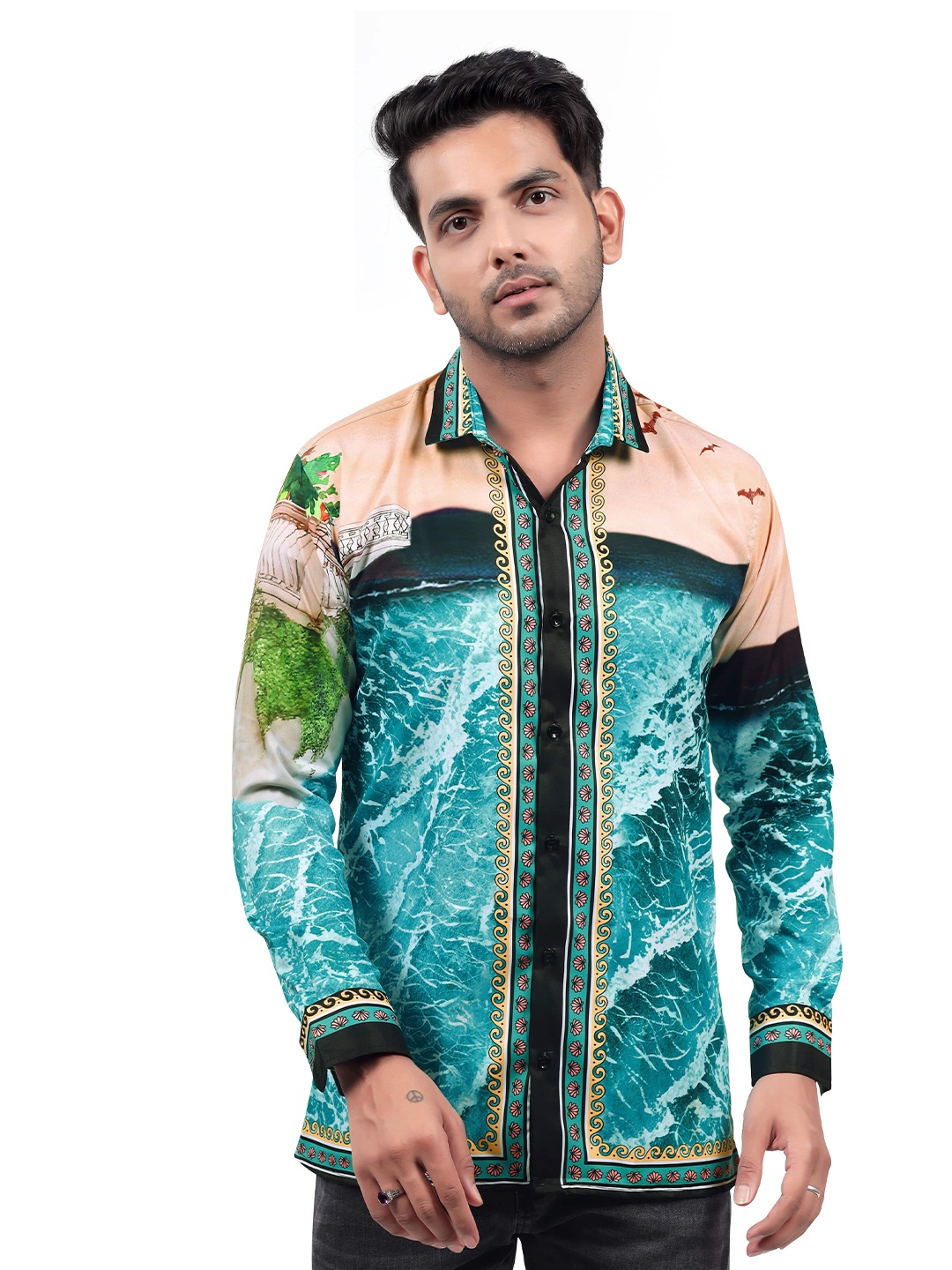 

HARPITA Men Relaxed Floral Printed Casual Shirt, Sea green