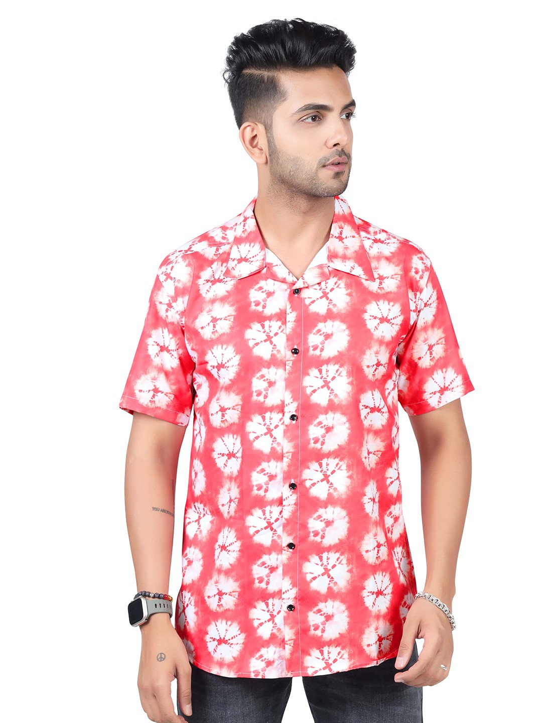 

HARPITA Relaxed Conversational Printed Casual Shirt, Orange
