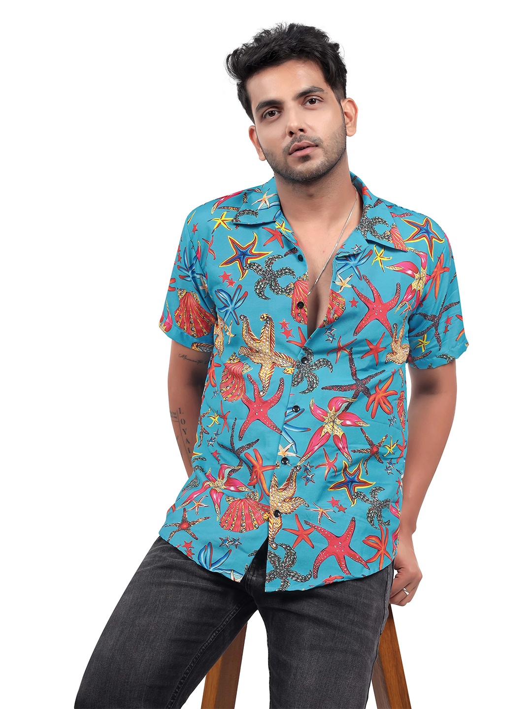 

HARPITA Relaxed Conversational Printed Casual Shirt, Blue