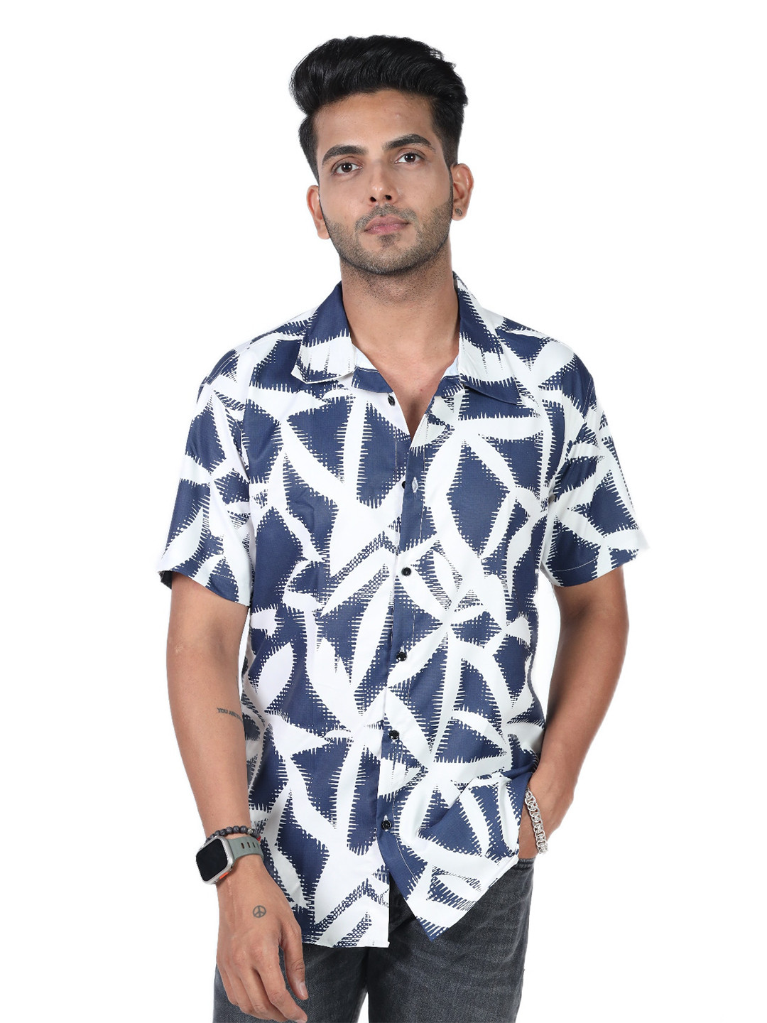 

HARPITA Relaxed Geometric Printed Casual Shirt, Blue