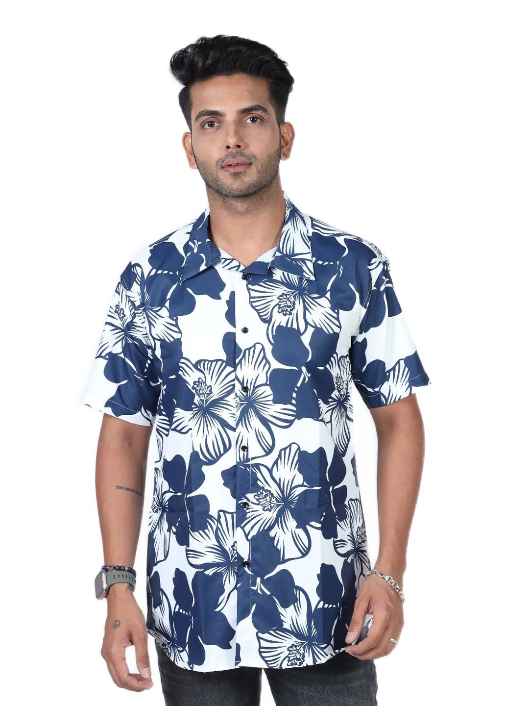 

HARPITA Relaxed Floral Printed Casual Shirt, Blue