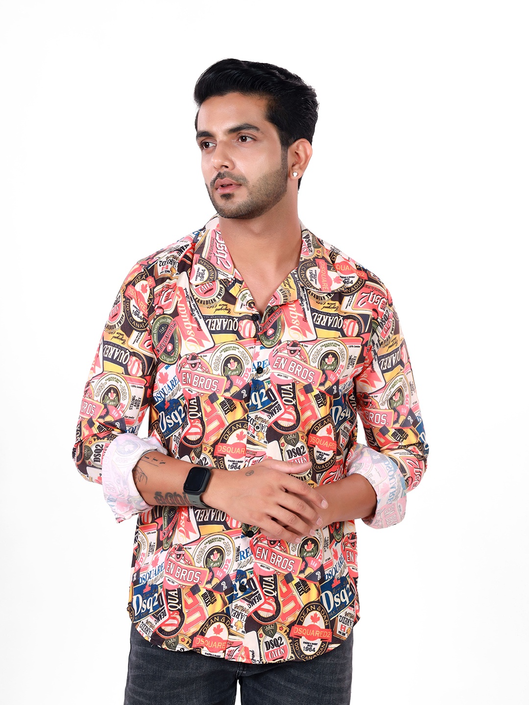 

HARPITA Relaxed Cuban Collar Abstract Printed Casual Shirt, Multi