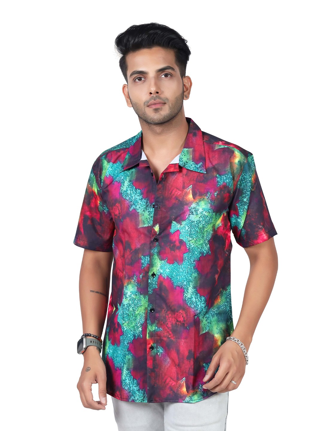 

HARPITA Relaxed Abstract Printed Casual Shirt, Maroon