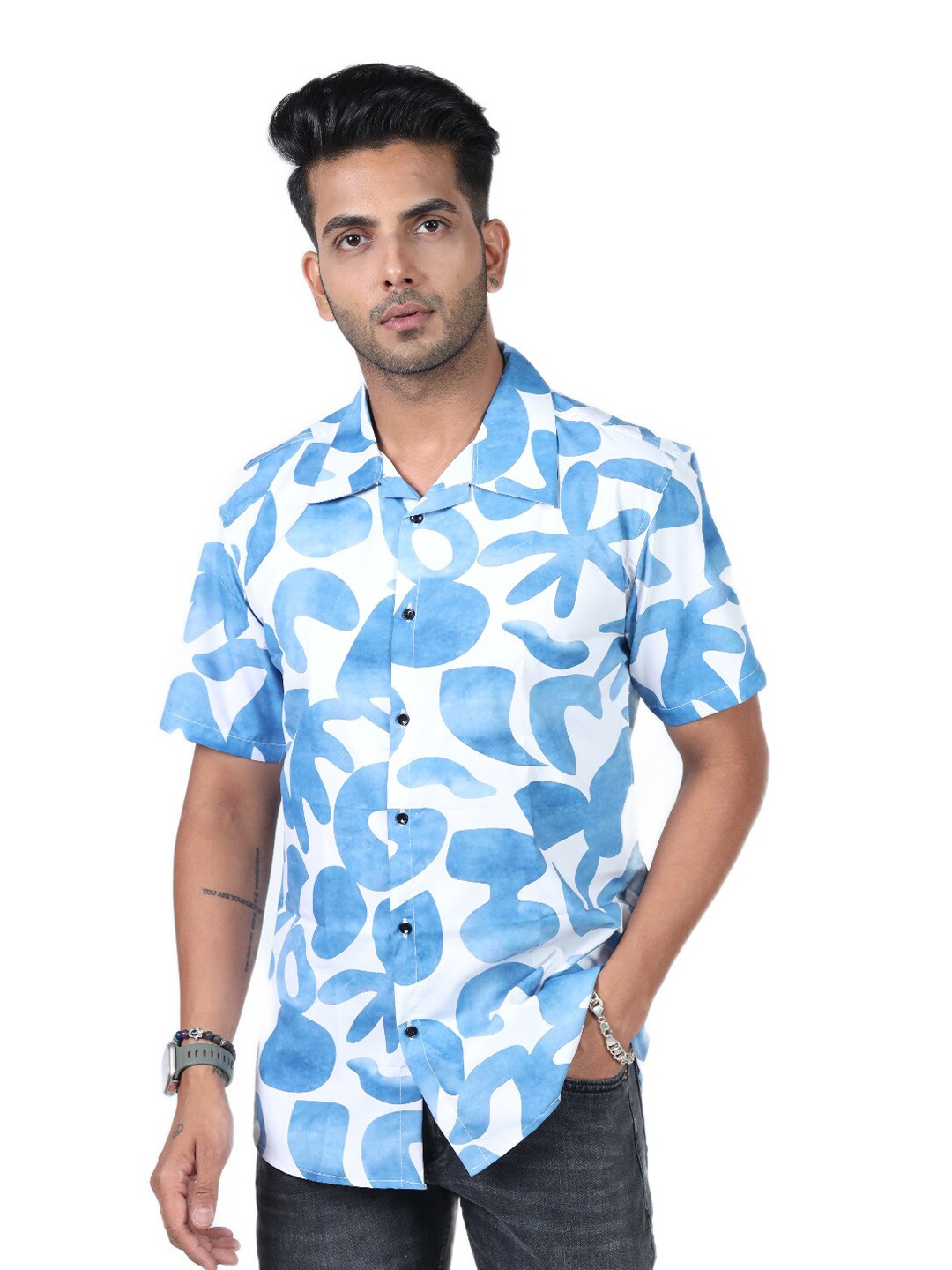 

HARPITA Relaxed Fit Floral Printed Casual Shirt, Blue