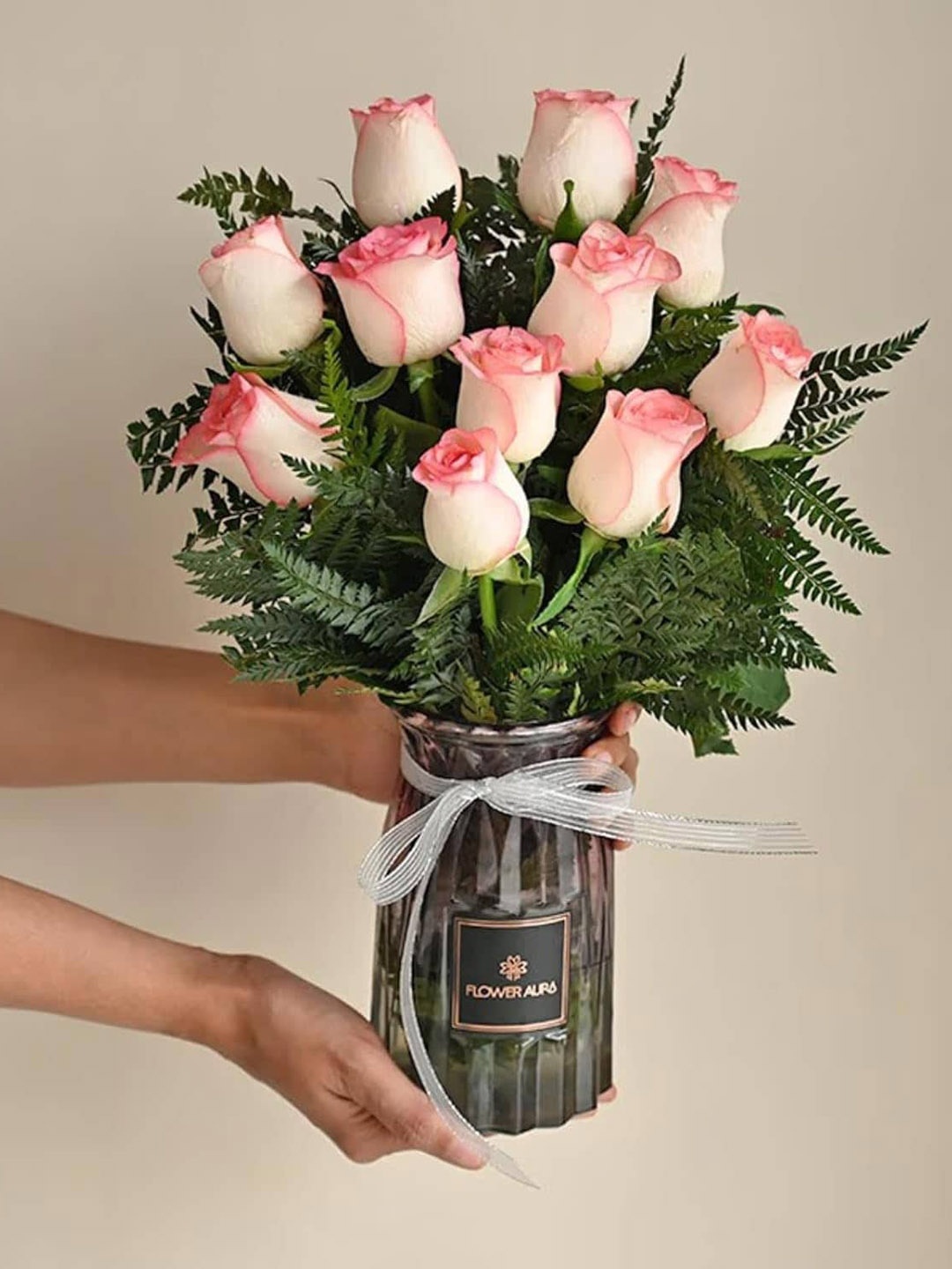 

Floweraura Pink 12 Pieces Roses Flowers In Vase