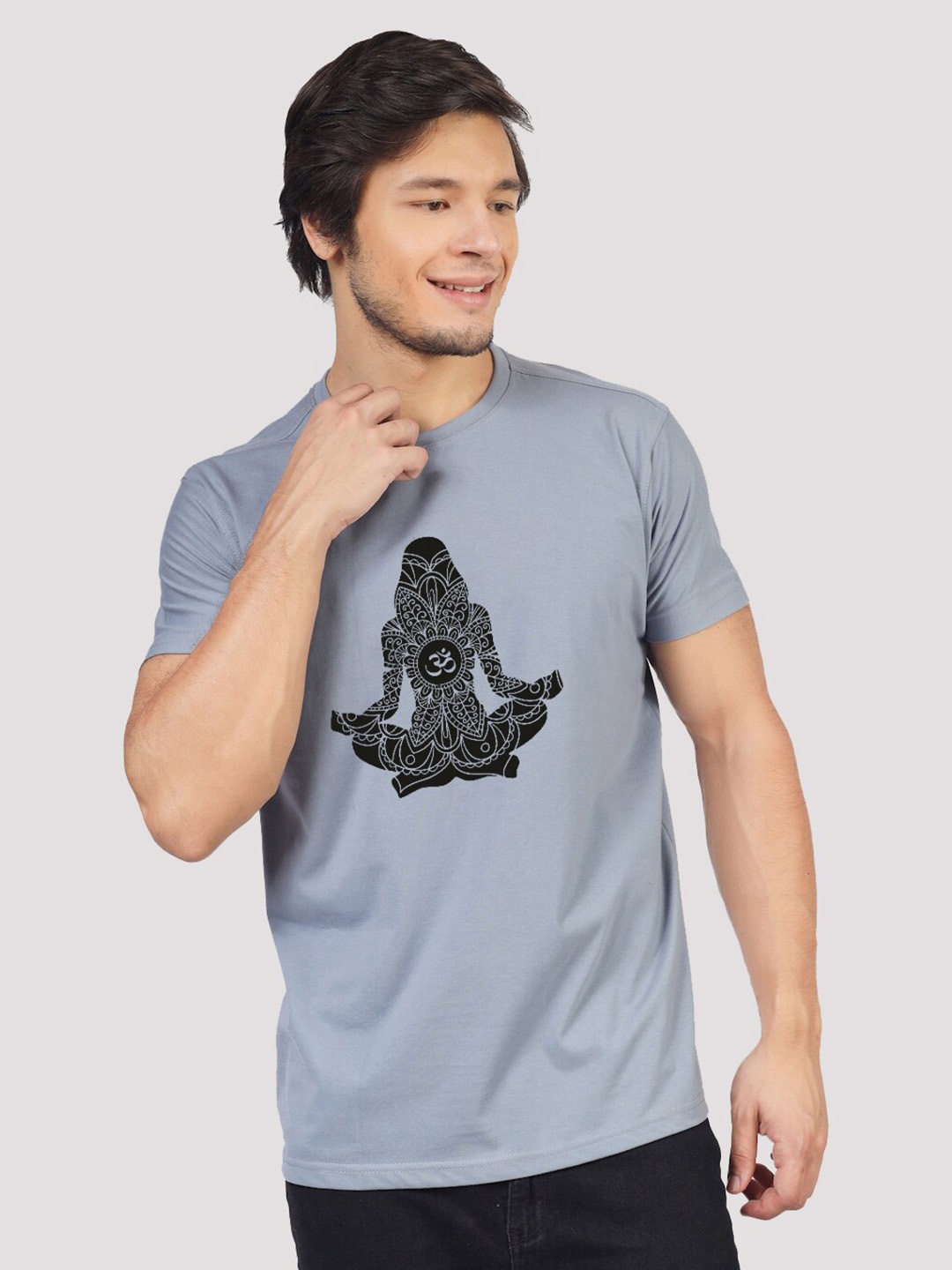 

Greylongg Printed Round Neck T-shirt, Grey