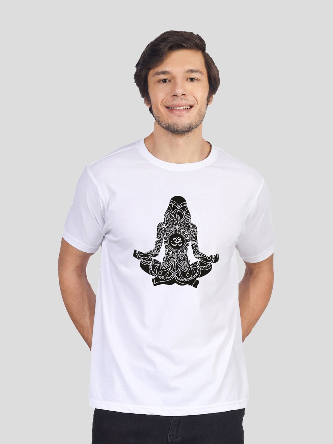 

Greylongg Graphic Printed Round Neck Casual T-shirt, White