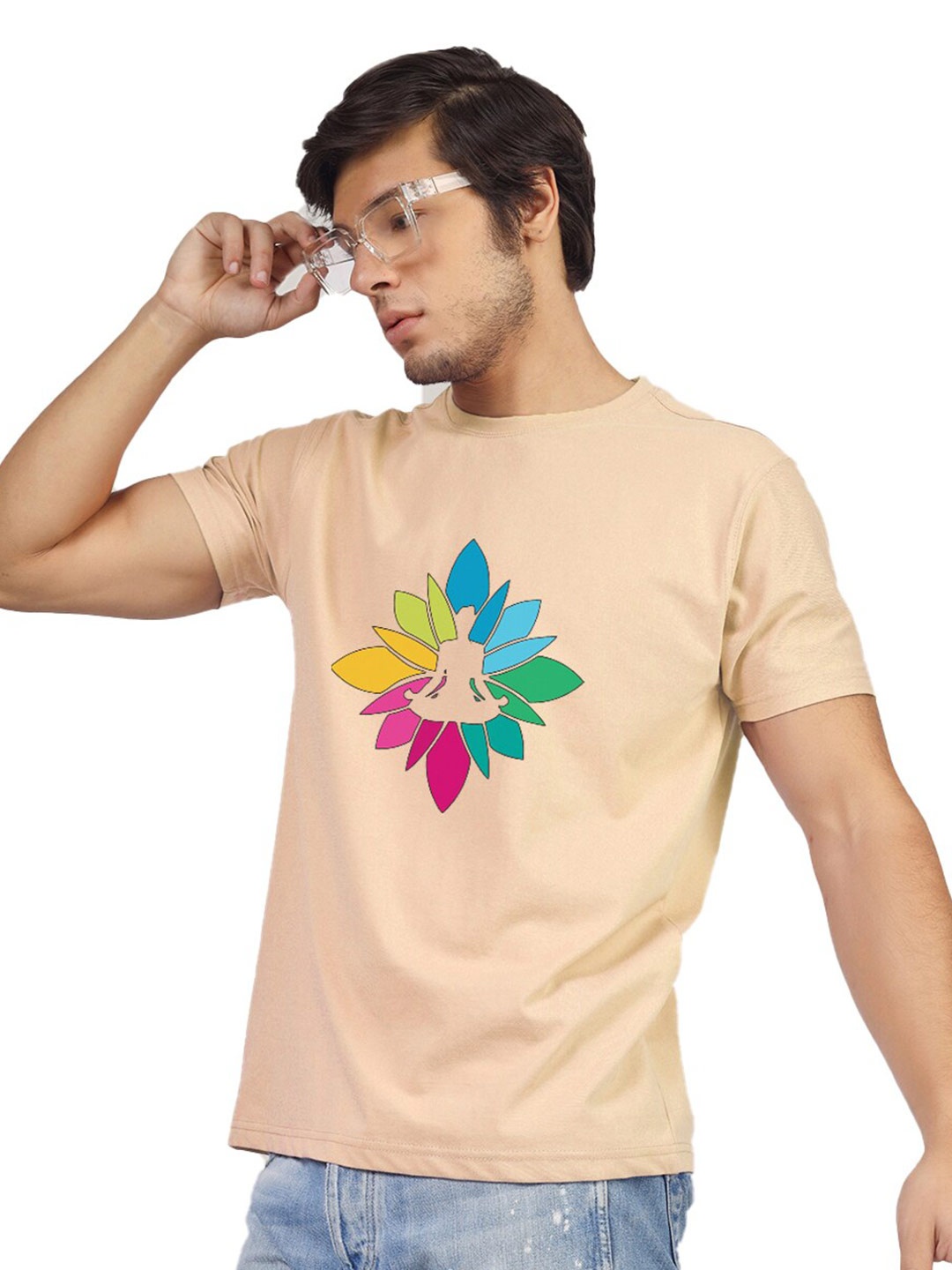 

Greylongg Graphic Printed Regular Fit T-shirt, Beige