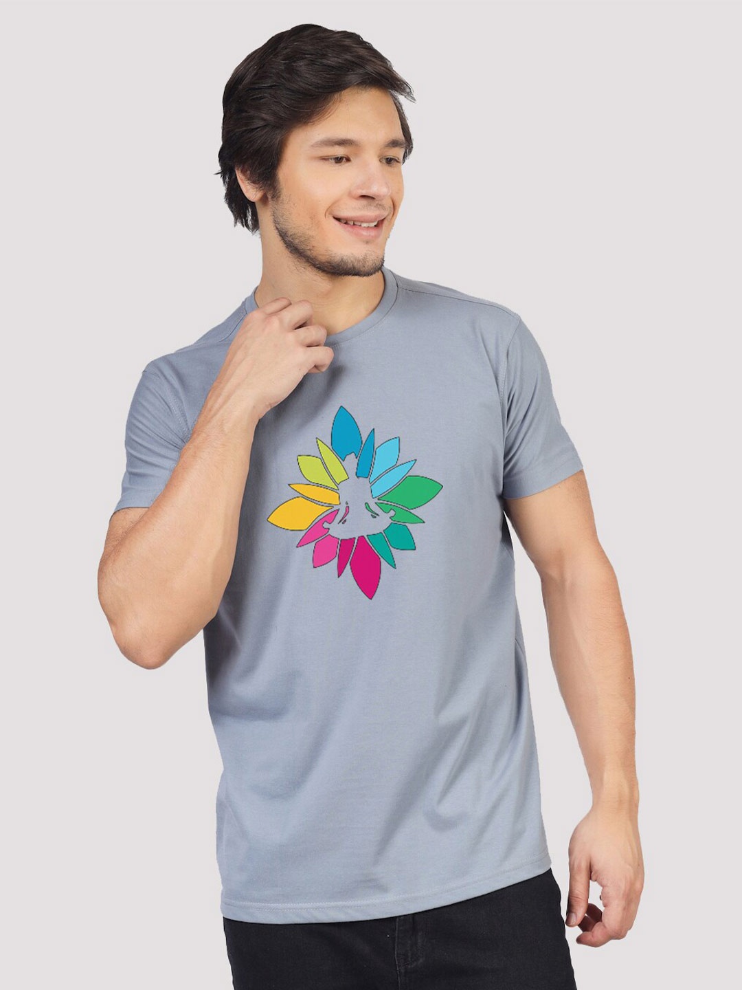 

Greylongg Graphic Printed T-shirt, Grey