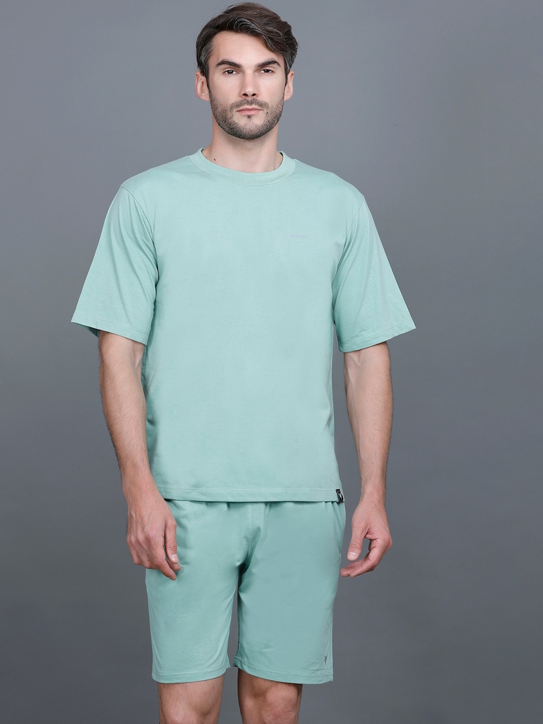 GODFREY Round Neck T-Shirt & Short Co-ords, Sea green