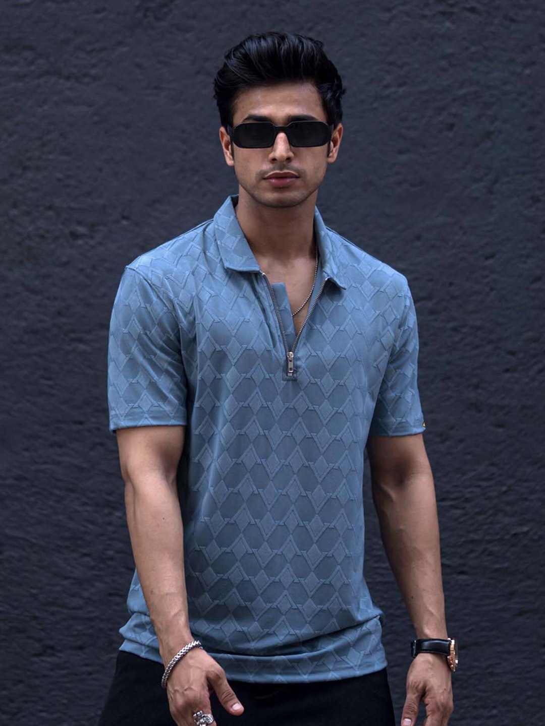 

Maniac Men Polo Collar Slim Fit T-shirt, Blue