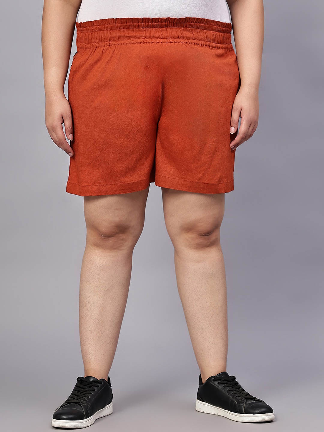 

Indietoga Women Plus Size High-Rise Regular Shorts, Rust