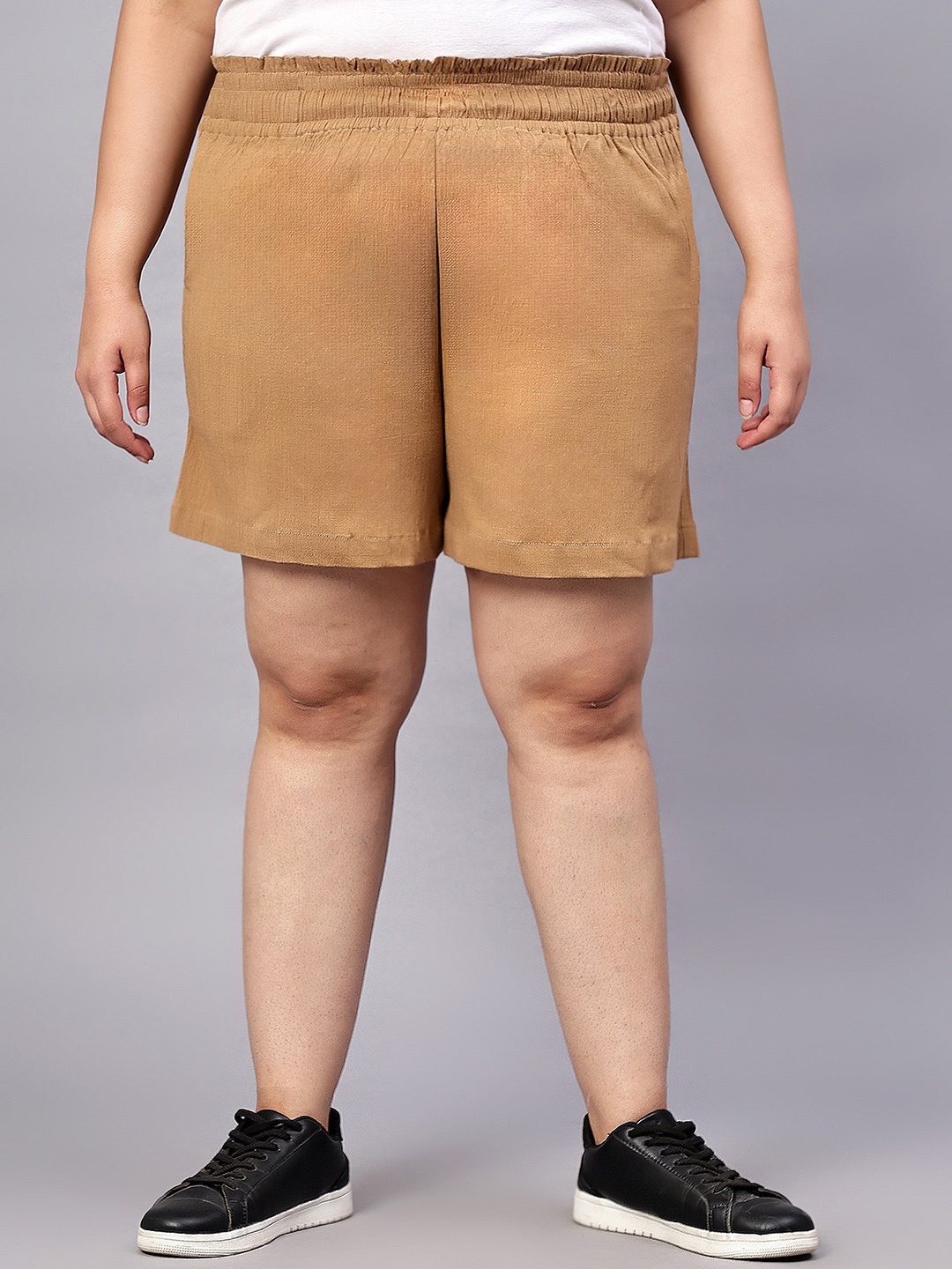 

Indietoga Women Plus Size High-Rise Regular Shorts, Khaki