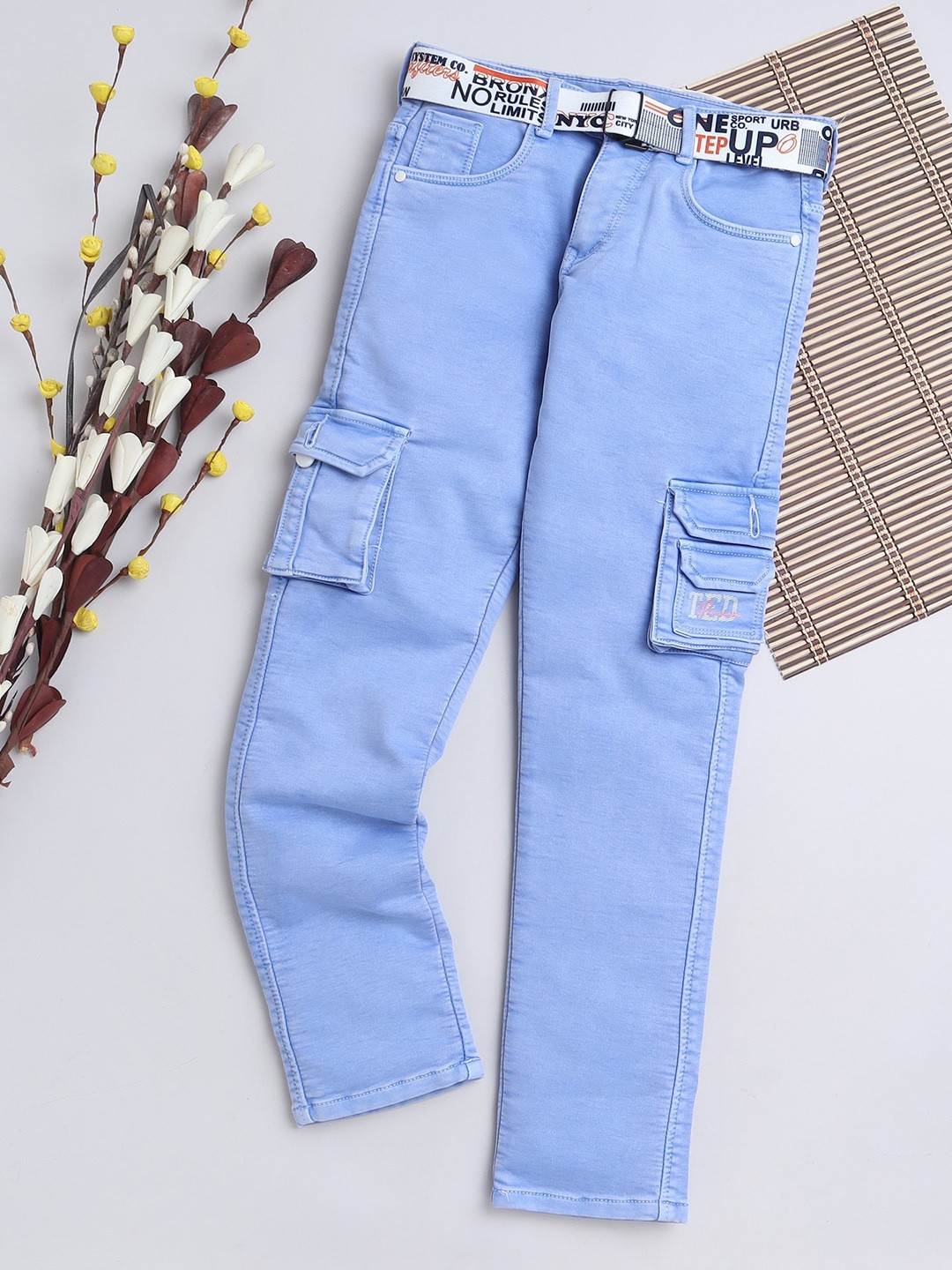 

BAESD Boys Comfort Clean Look Cotton Denim Cargo Jeans, Blue