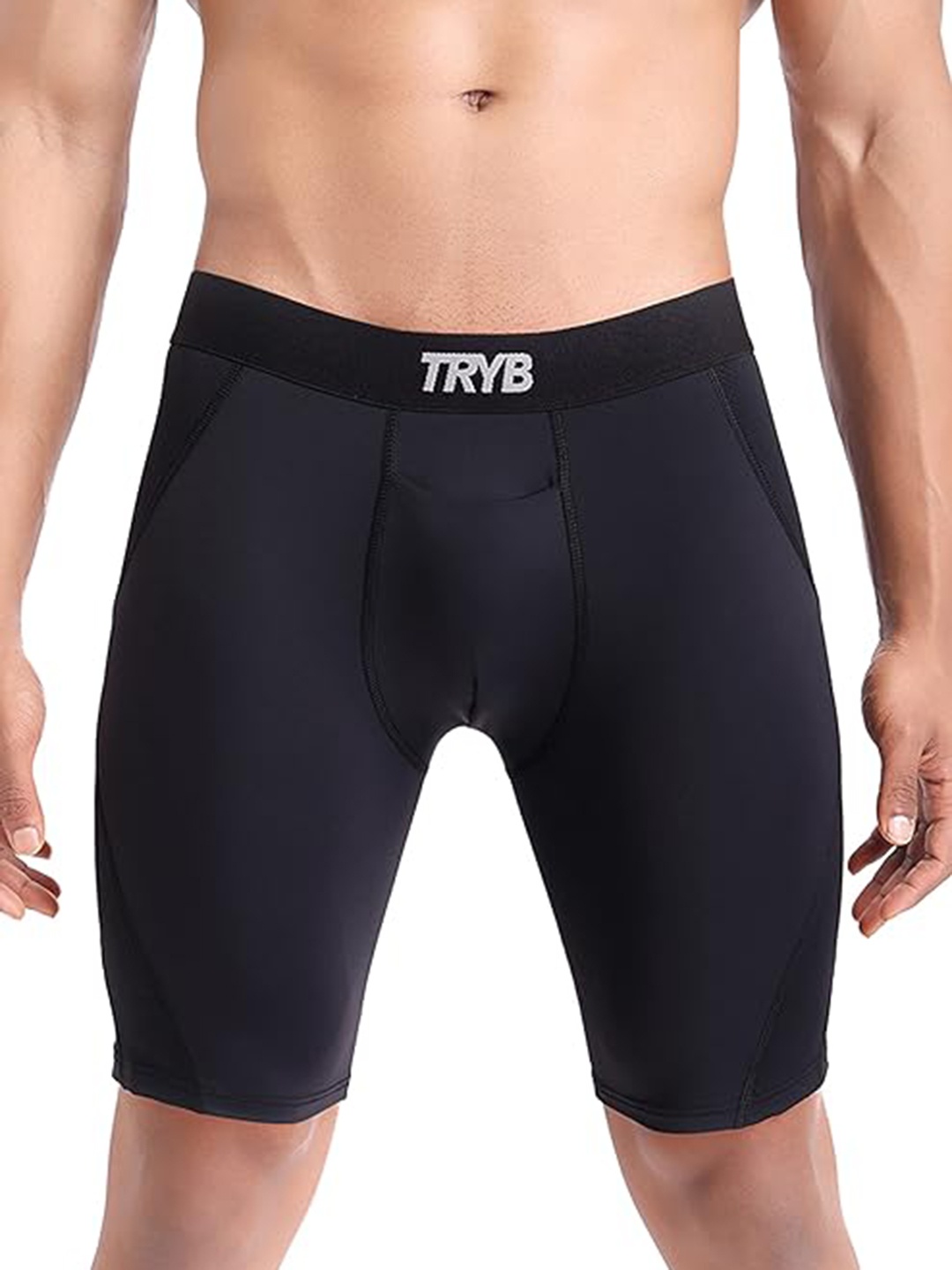 

TRYB Men Skinny Fit Dri-FIT Sports Shorts, Black
