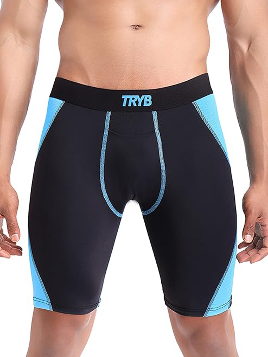 

TRYB Men Skinny Fit Dri-FIT Sports Shorts, Black
