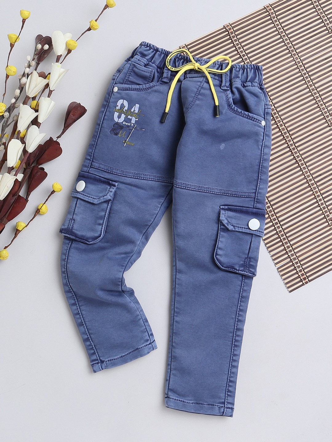 

BAESD Boys Comfort Clean Look Embroidered Cotton Denim Cargo Jeans, Grey
