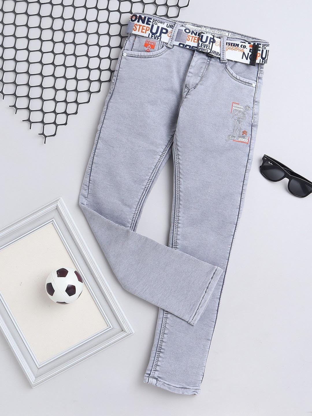 

BAESD Boys Comfort Heavy Fade Embroidered Denim Cotton Jeans, Grey