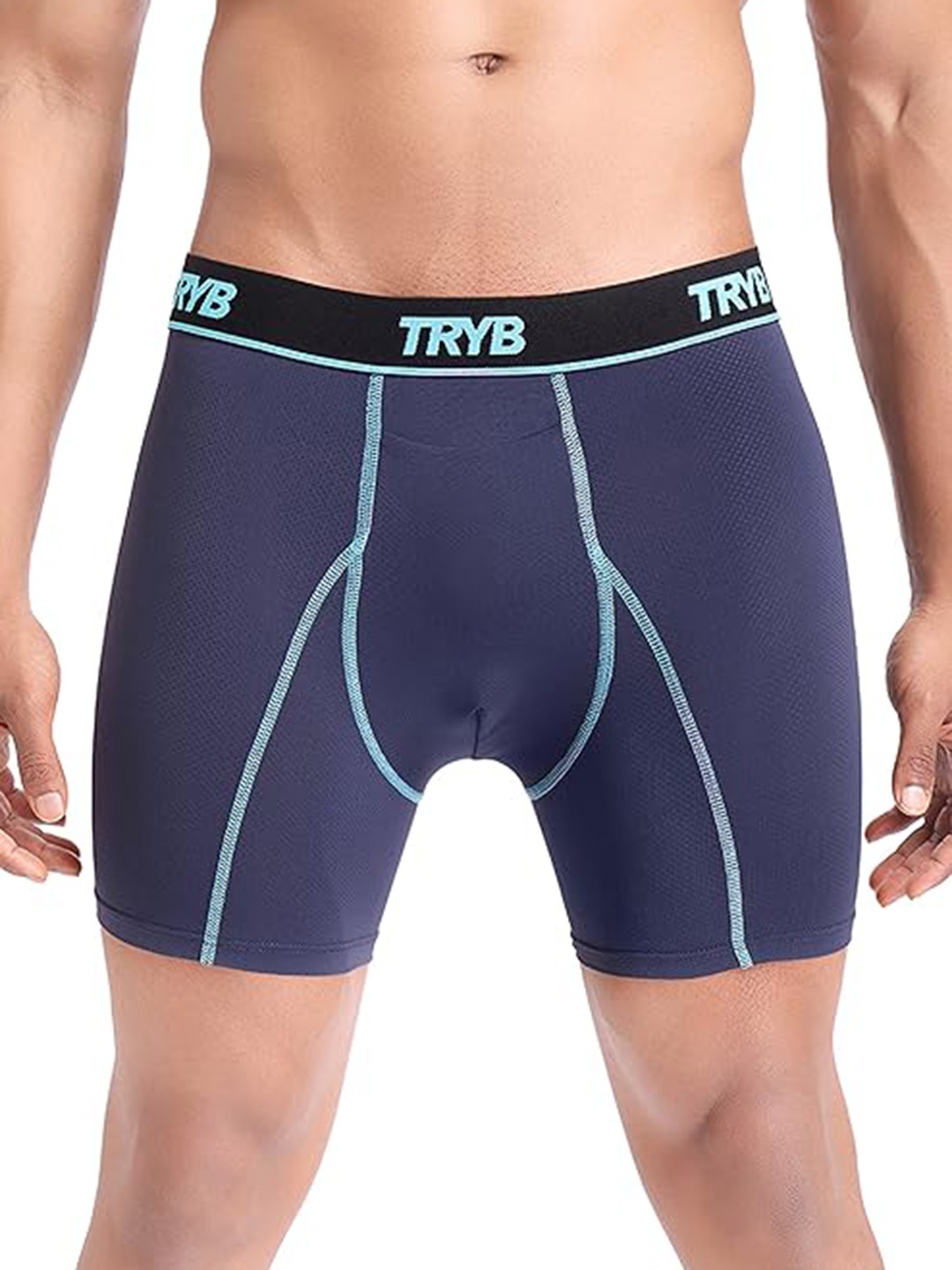 TRYB Men Skinny Fit Dri-FIT Sports Shorts, Navy blue