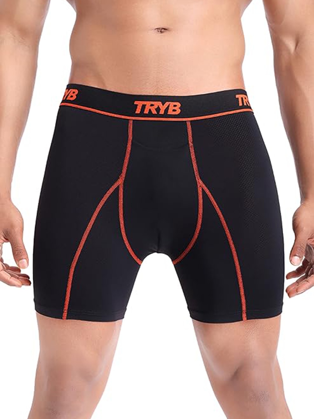 

TRYB Men Skinny Fit Dri-FIT Sports Shorts, Black
