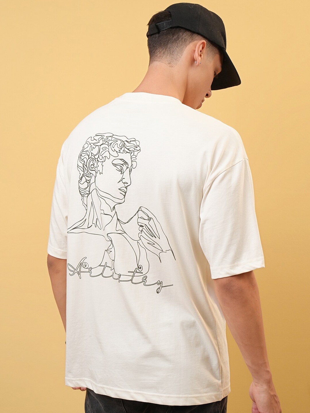 

LOCOMOTIVE Premium Round Neck Half Sleeve Oversized T-shirt, Off white