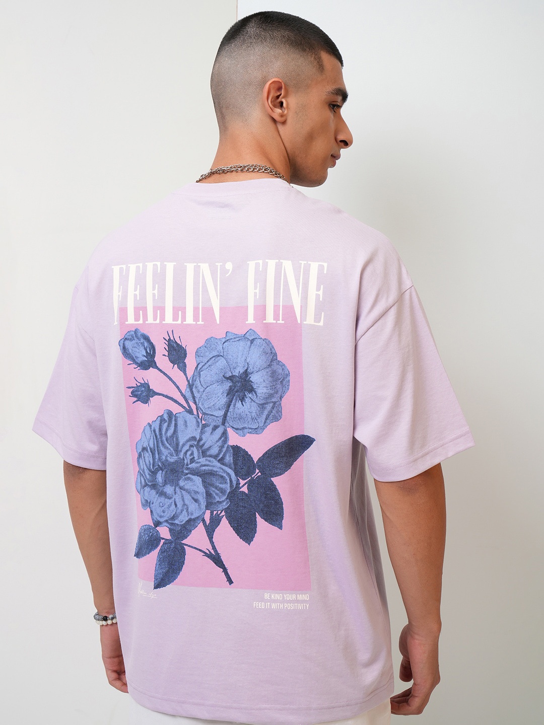 HIGHLANDER Printed Round Neck Oversized T-shirt, Mauve