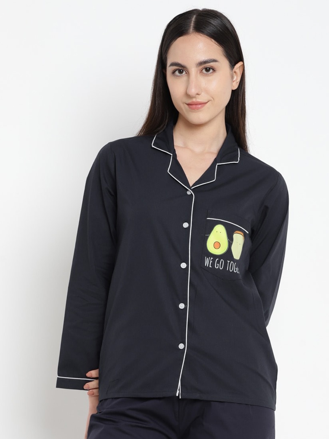 

shopbloom Graphic Printed Pure Cotton Night suit, Navy blue
