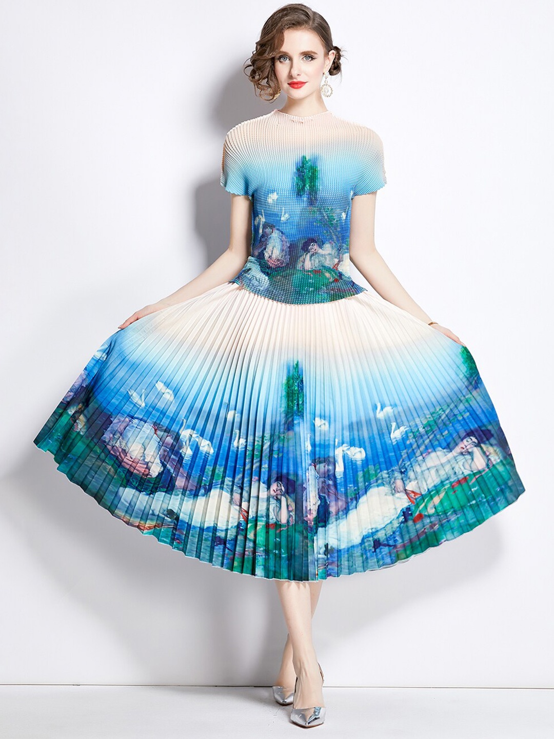 

JC Collection Printed Top With Skirts, White