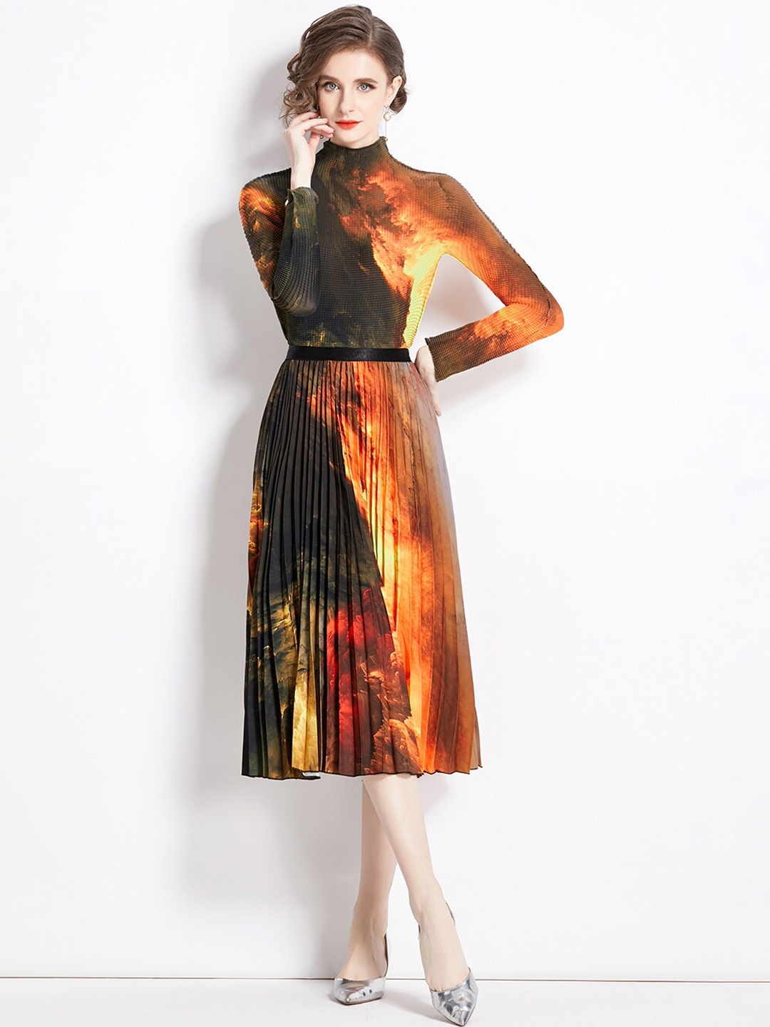 

JC Collection Dyed High Neck Top & Skirt Co-Ords, Black
