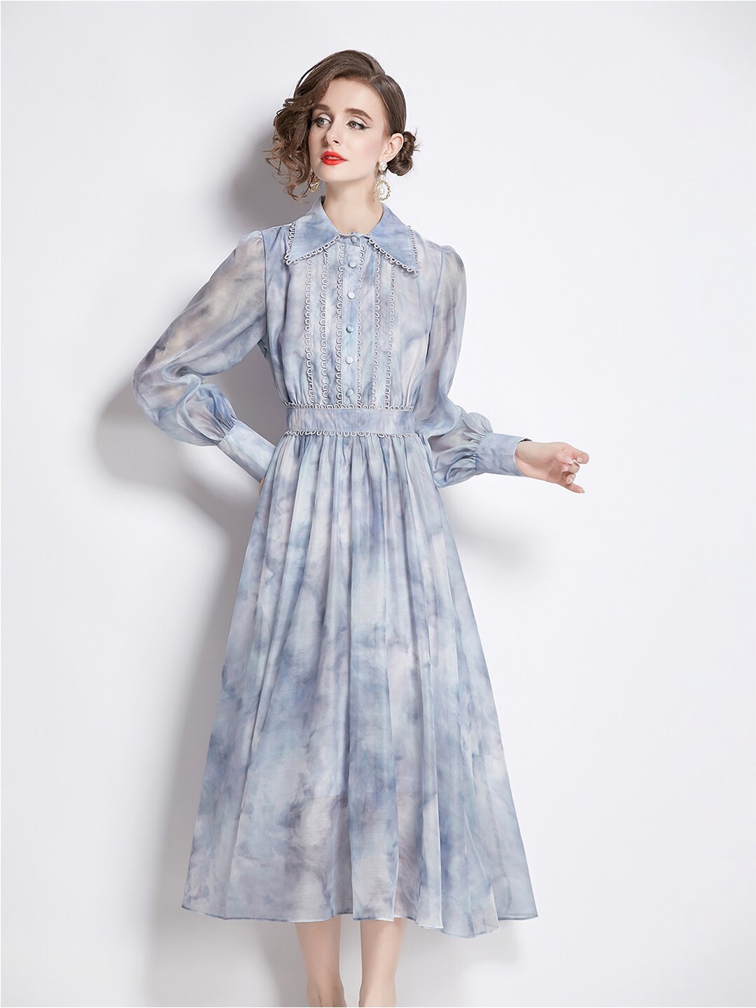 

JC Collection Abstract Printed Fit & Flare Midi Dress, Blue