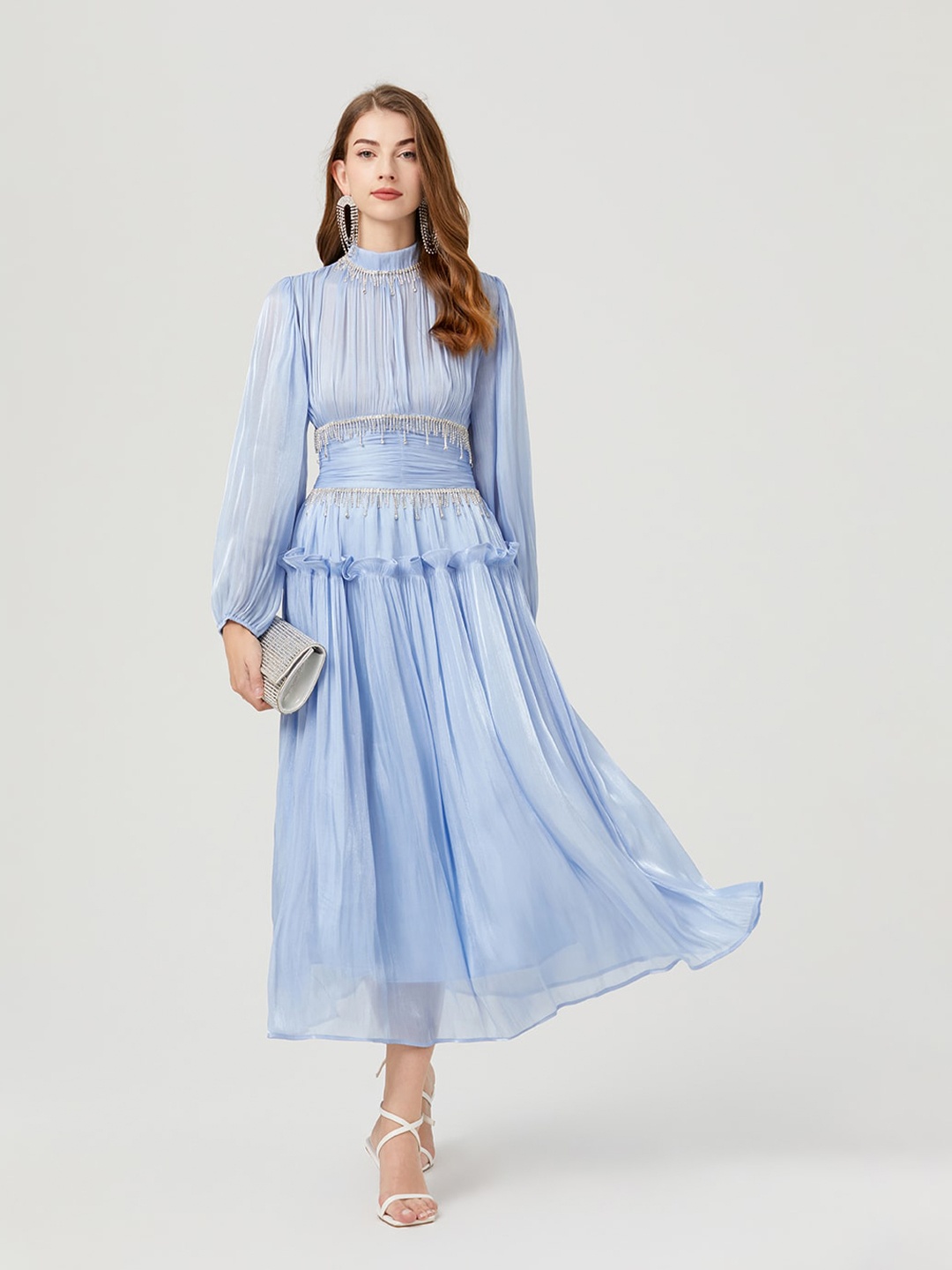 

JC Collection Embellished Fit & Flare Midi Dress, Blue