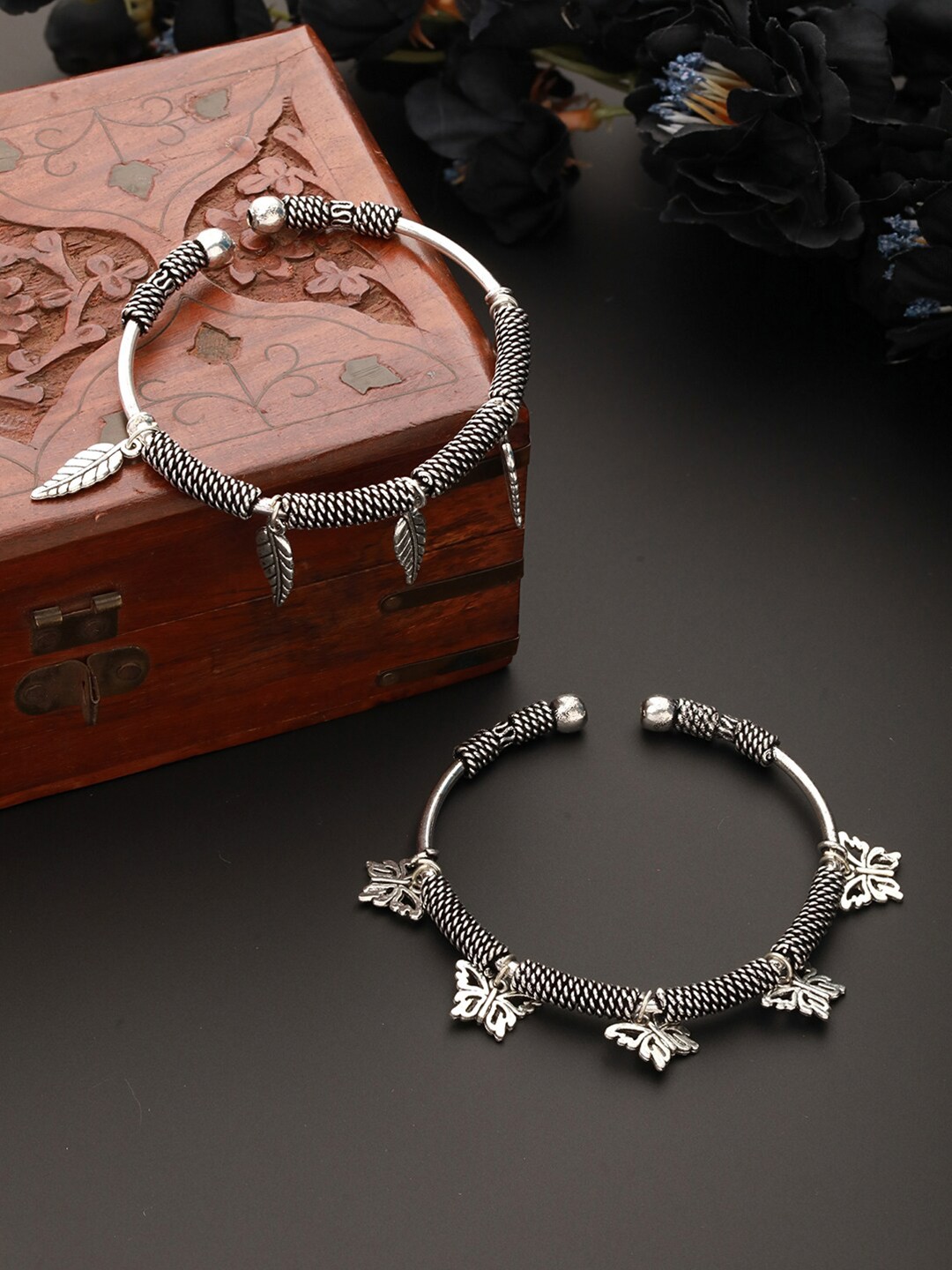 

Jazz and Sizzle Set of 2 Silver Plated Charm Bracelet