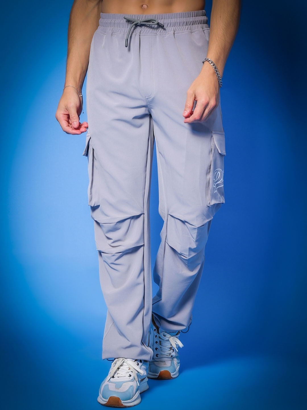 

WEARDUDS Men Relaxed Loose Fit Cargo Trouser, Grey