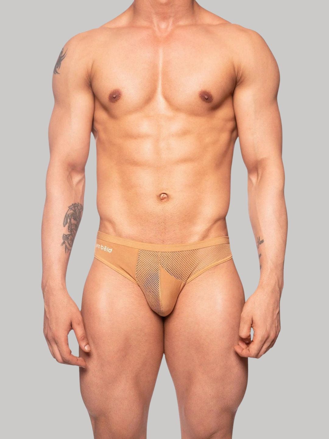 

EROBOLD Cotton Mid Rise Parrot Cage Basic Briefs MBR-PC1TN1CS01, Tan